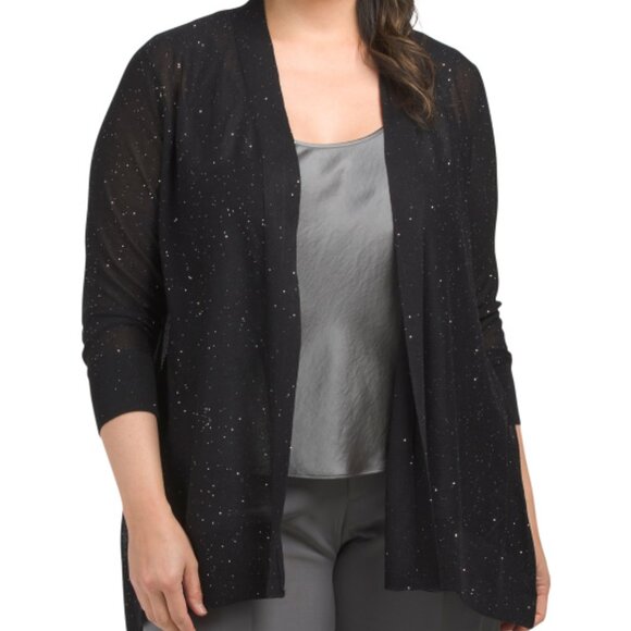 KASPER Plus Sequin Open Front Cardigan - Picture 2 of 3